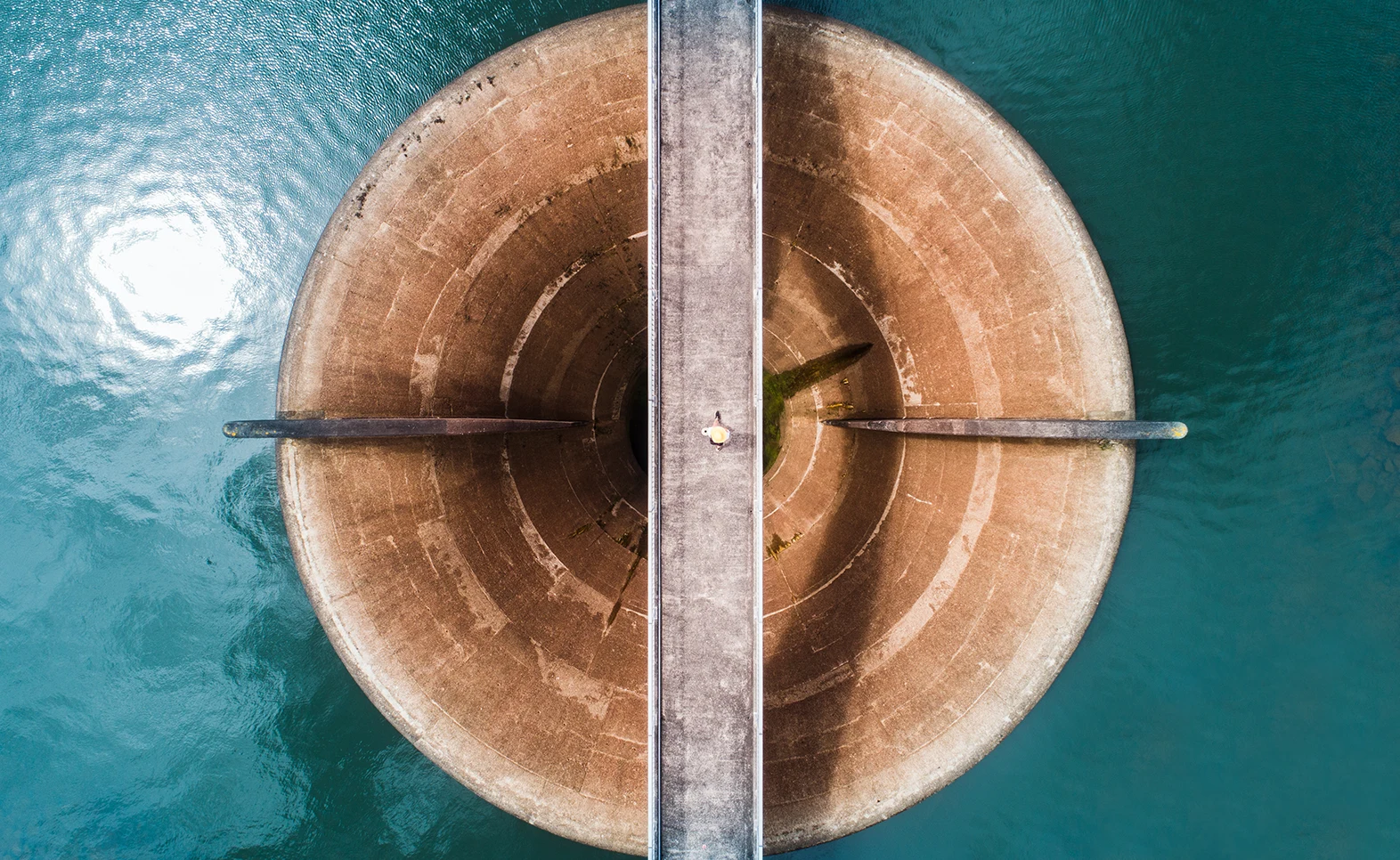 Aerial View Of Spillway At Lower Huia Dam. Aerial View Of Spillway At Lower Huia Dam.